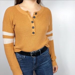 American Eagle Mustard-Colored Button Sweater